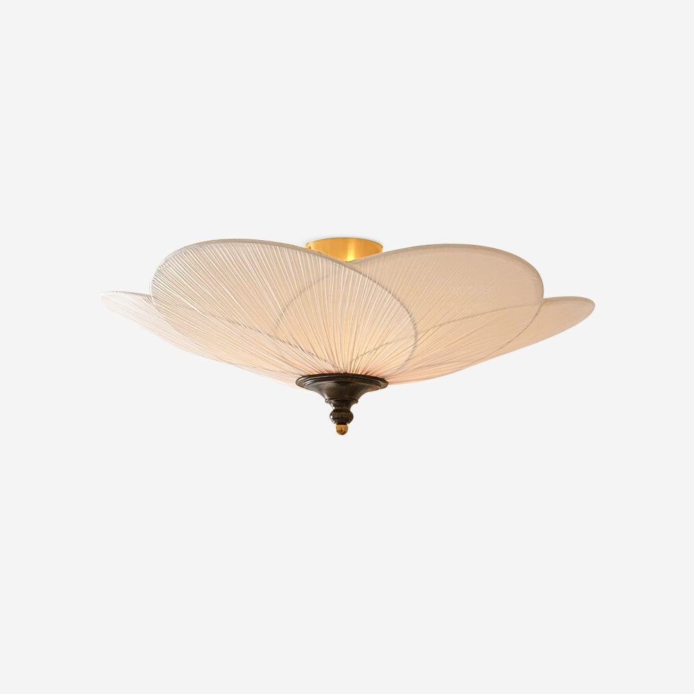 Gold And Walnut Floral Inspired Dimmable Flush Mount Ceiling Light
